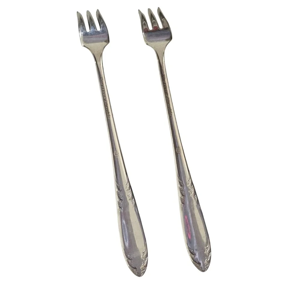 Lot of Two Wm. A. Rogers Vintage Silverplate‎ Cocktail/Hors D'oeuvres Forks A1++
